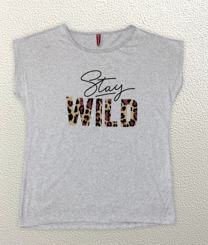 

Жіноча Футболка HAZARD Stay WILD сіра Батал 21414 (4XL (56))