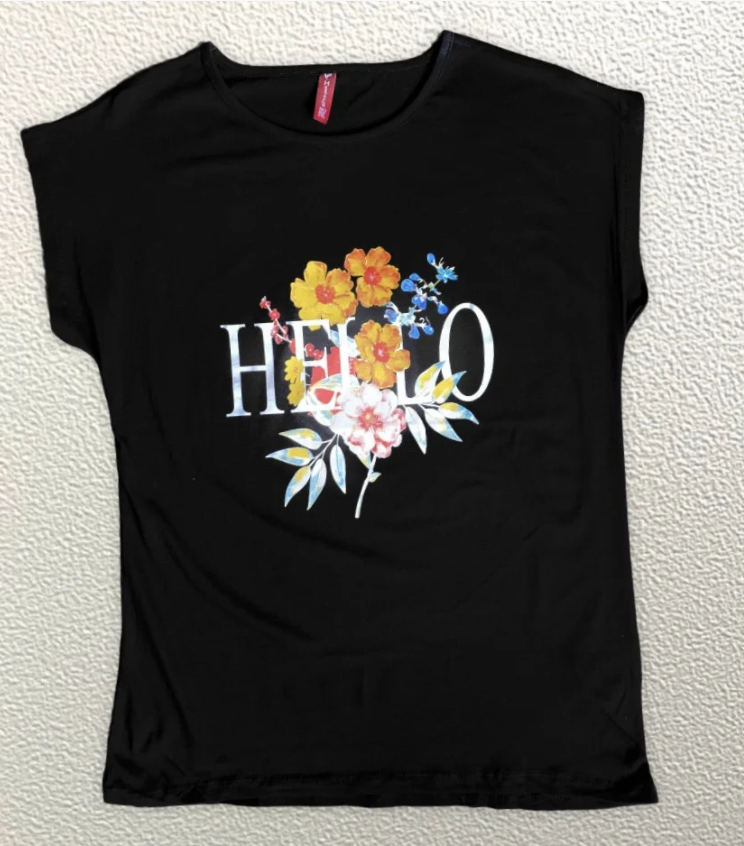 

Жіноча Футболка HAZARD HELLO чорна Батал 21241 (4XL (56))