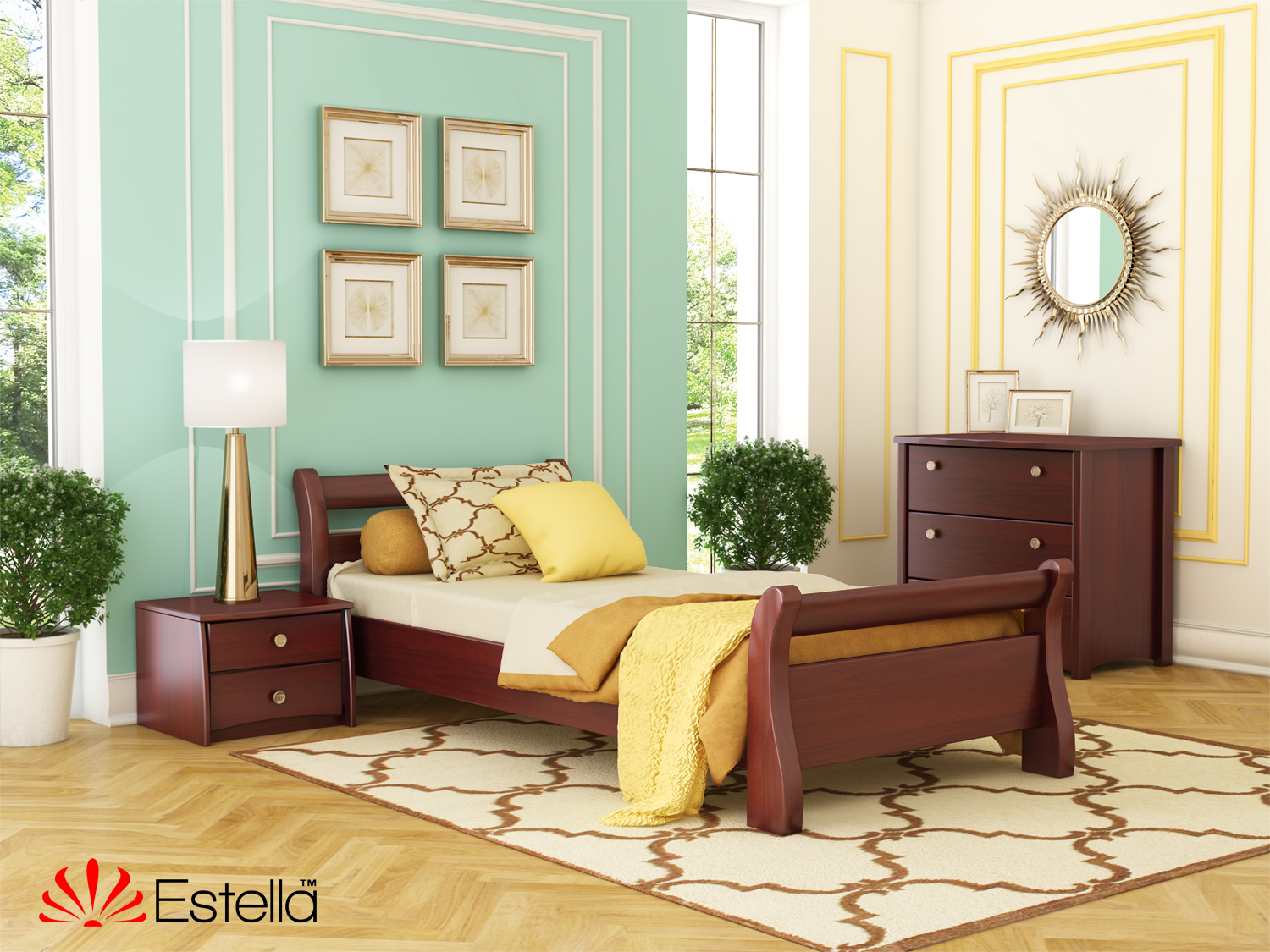 

Кровать односпальная 80х190 деревянная Estella Диана Венге (Щит-106) Л2.5