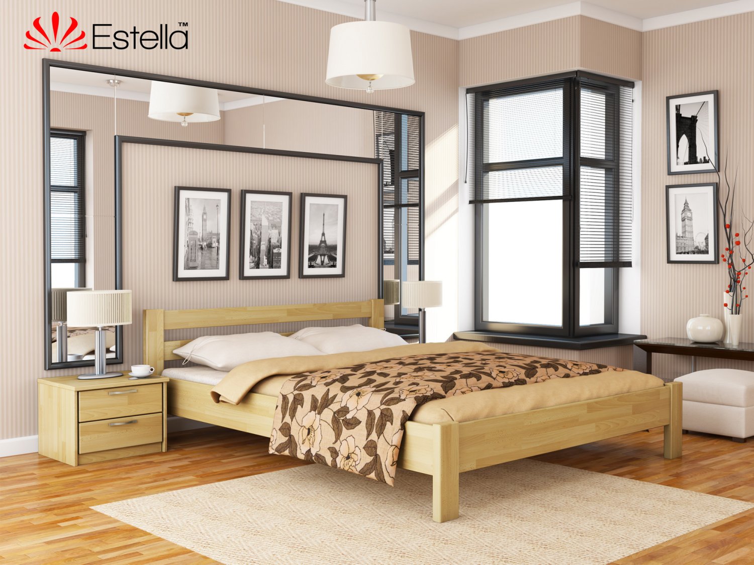 

Кровать двуспальная 160х190 деревянная Estella Рената Бук (Щит-102) Л2.5