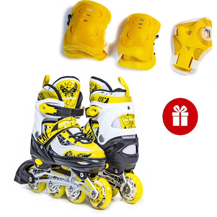

Роликовые коньки Scale Sport SC-967 желтые размер 34-37+ Комплект защиты в подарок!