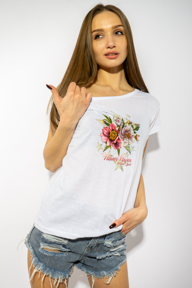 

Футболка женская с цветочным принтом Time of Style 85F288-8 S Белый