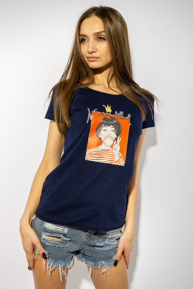 

Футболка женская с фотопринтом Time of Style 85F288-7  Темно-синий, Футболка женская с фотопринтом Time of Style 85F288-7 L Темно-синий