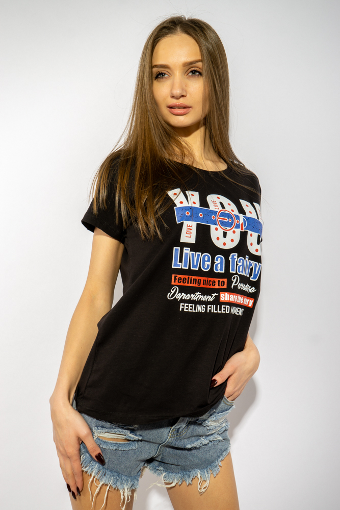 

Стильная женская футболка Time of Style 85F282  Черный, Стильная женская футболка Time of Style 85F282 S Черный