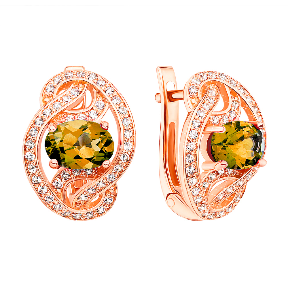 

Серьги из красного золота с цитринами и фианитами 000137489