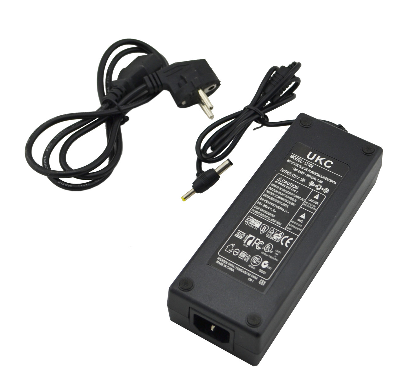 

Блок питания адаптер 12V 10A для SMD лент и другого + кабель питания (np6583)