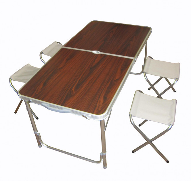 

Стол Folding table складной + 4 стула для пикника (pr000085)