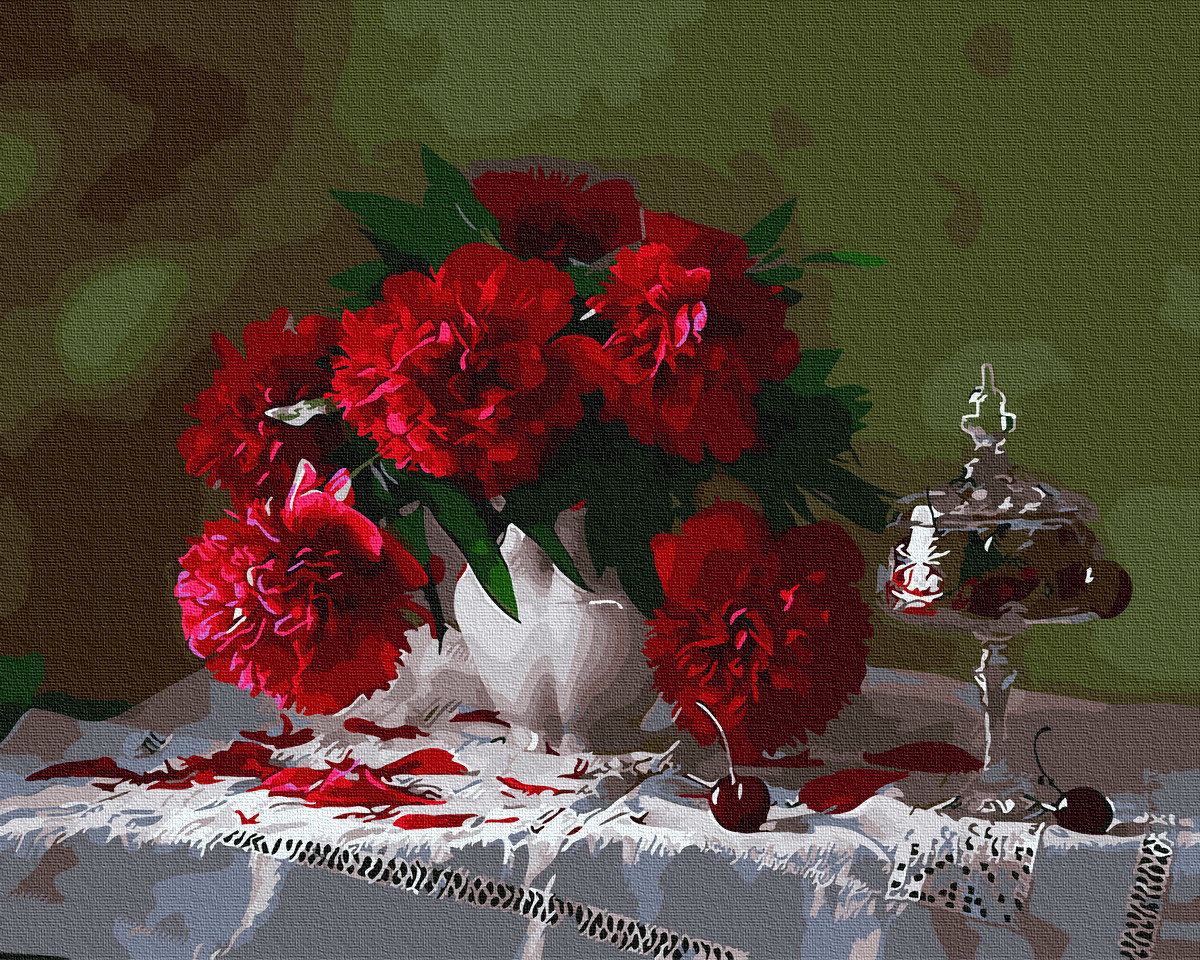 

Картина по номерам BrushMe GX30976 40*50 cм Красные пионы в вазе