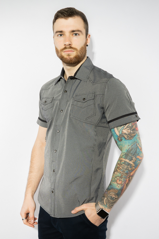 

Рубашка в мелкую полоску Time of Style 199P3227  Серо-черный, Рубашка в мелкую полоску Time of Style 199P3227 L Серо-черный