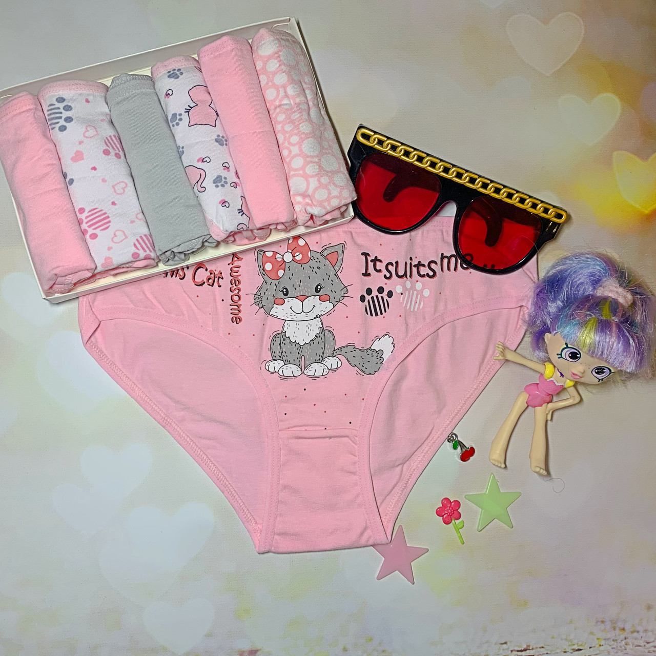 

Набор трусики детские для девочки 8-9 лет (128-134 см) "Неделька" 7 шт. Nicoletta 742035-5