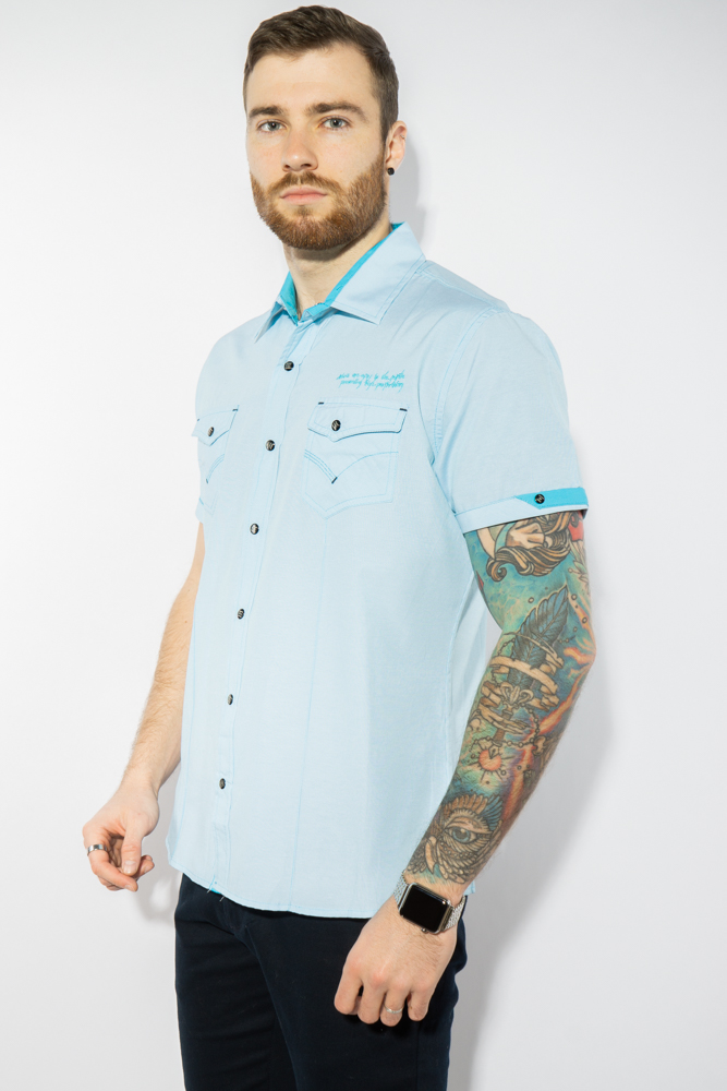 

Рубашка с коротким рукавом Time of Style 199P0118 XXL Бело-бирюзовый