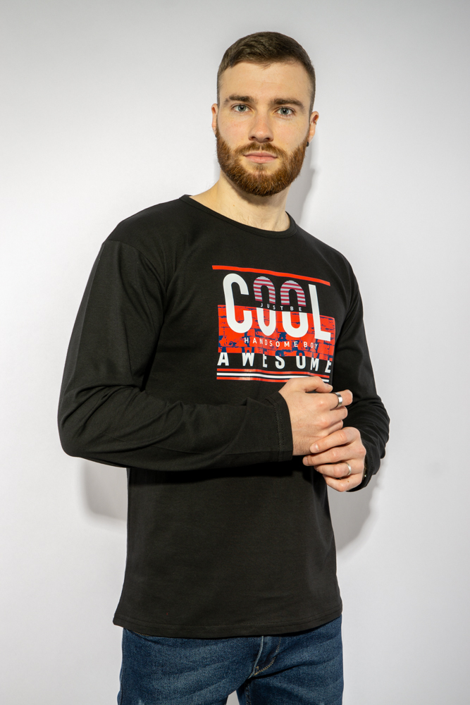 

Лонгслив с принтом на груди Time of Style 85F1007  Черный, Лонгслив с принтом на груди Time of Style 85F1007 XL Черный