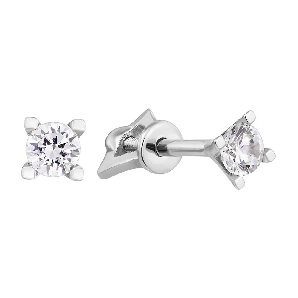 

Золотые серьги-пуссеты с цирконием Swarovski 000036957