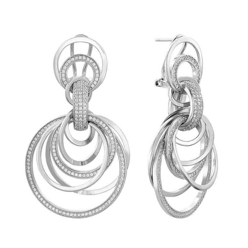 

Серебряные серьги-подвески с фианитами 000136291