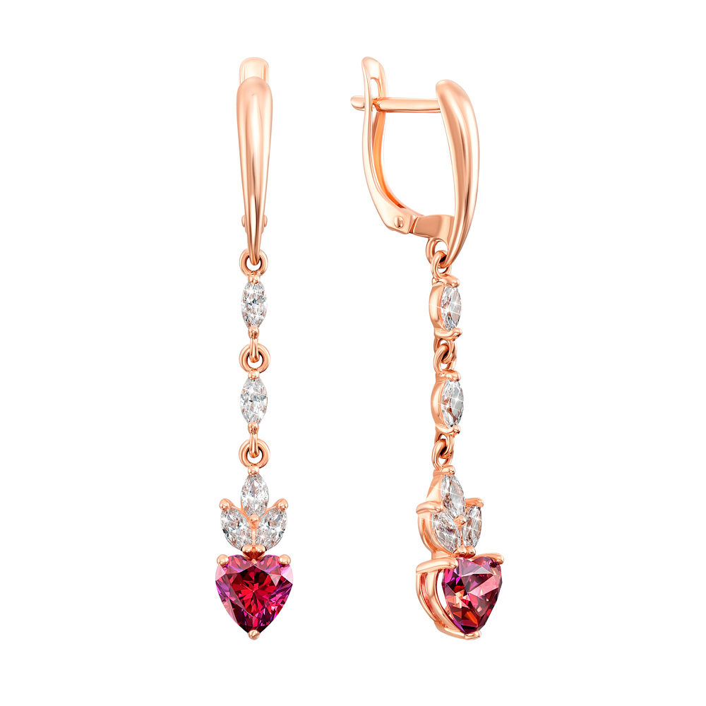 

Серьги-подвески из красного золота с фианитом S Zirconia 000138734