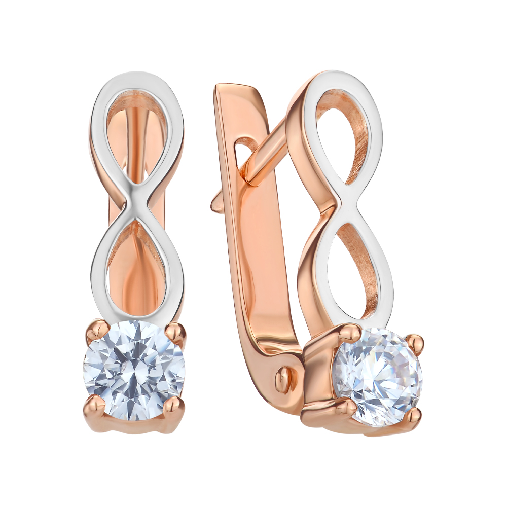 

Золотые серьги в комбинированном цвете с цирконием Swarovski 000145490