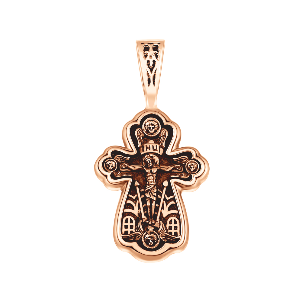 

Крестик из красного золота с чернением 000141343