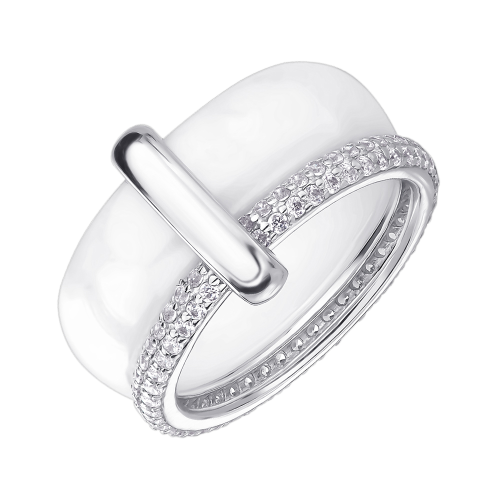 

Серебряное кольцо с керамикой и цирконием 000145381 16.5 размера