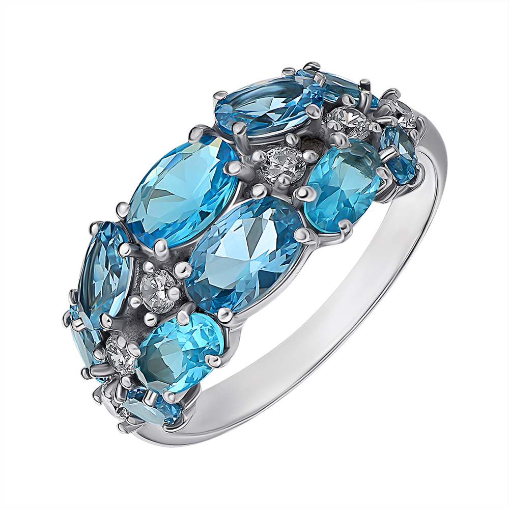 

Серебряное кольцо с топазами и цирконием 000145685 16 размера