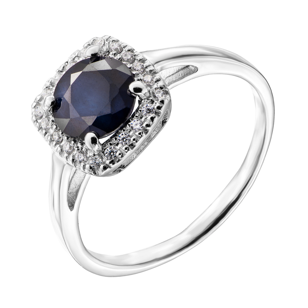 

Серебряное кольцо с сапфиром и цирконием 000140137 19.5 размера