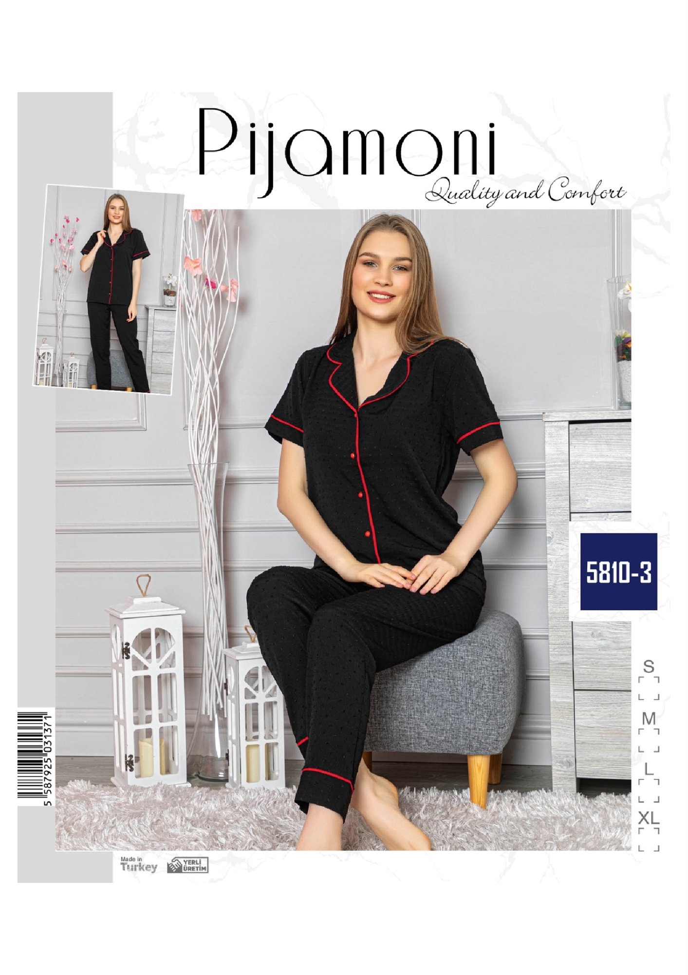 

Жіноча піжама Pijamoni 5810-3 L Черный