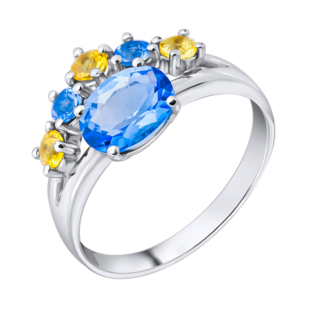 

Серебряное кольцо с кварцем и цитрином 000123514 18 размера