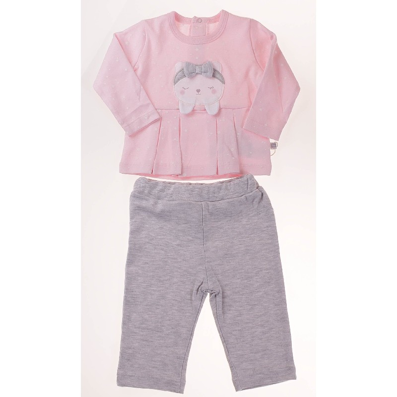 

Футболка с длинным рукавом + Брюки для девочки BIBABY 59628 80 см розовый/м-серый (478912)