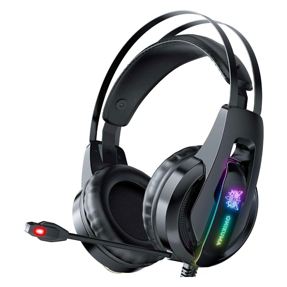 

Игровые наушники Onikuma K16 с микрофоном и LED RGB подсветкой проводные Black (K16B)