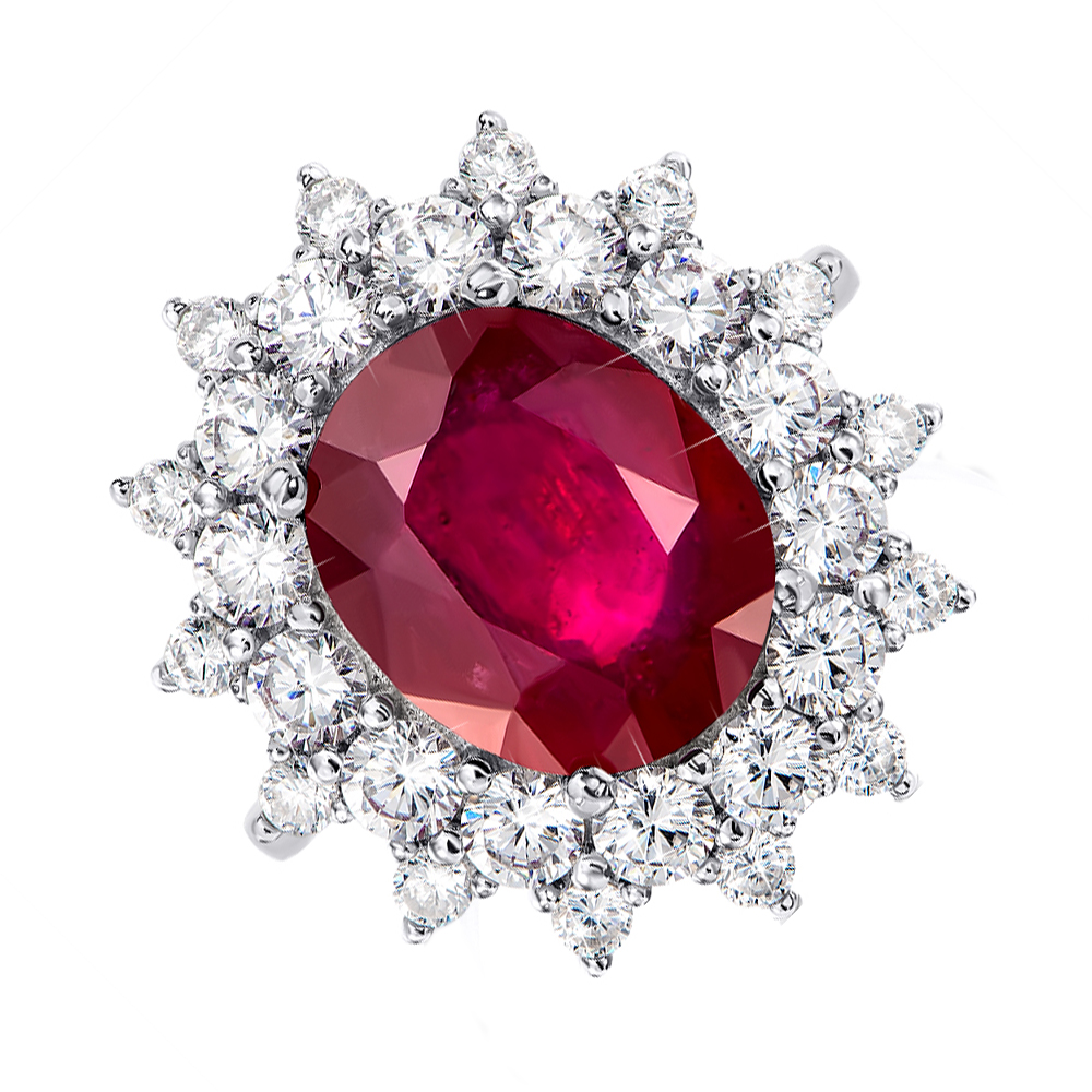

Серебряное кольцо с рубином и фианитами 000146466 16.5 размера