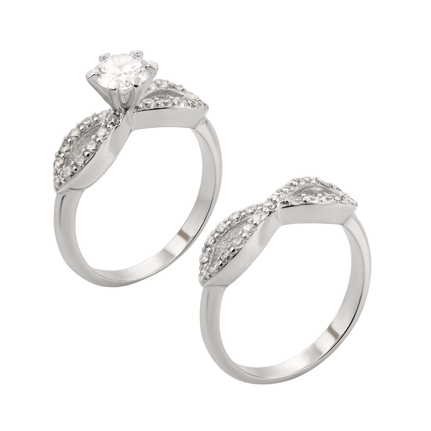 

Серебряное двойное кольцо с фианитами 000127107 18 размера