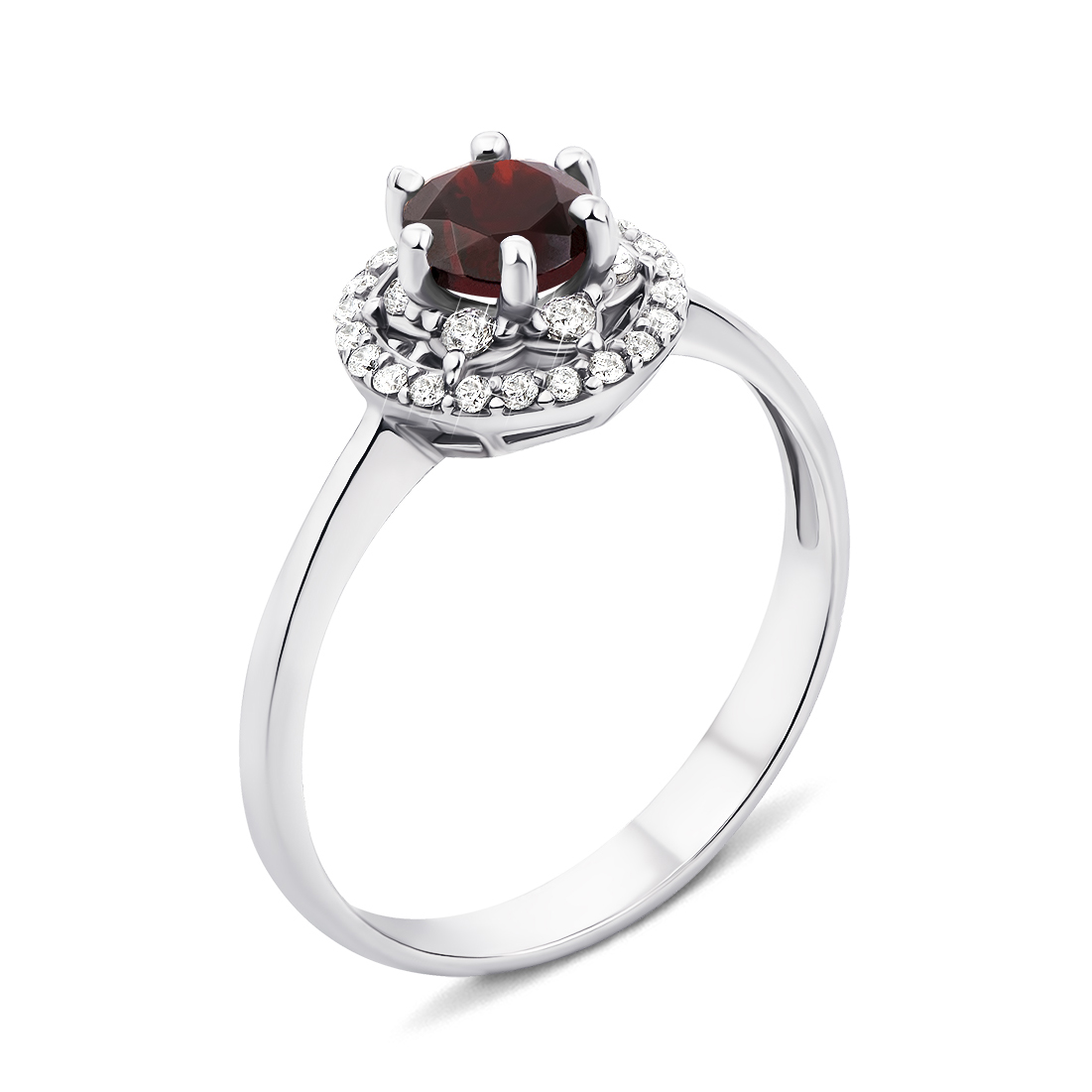 

Серебряное кольцо с гранатом и цирконием 000133181 18.5 размера