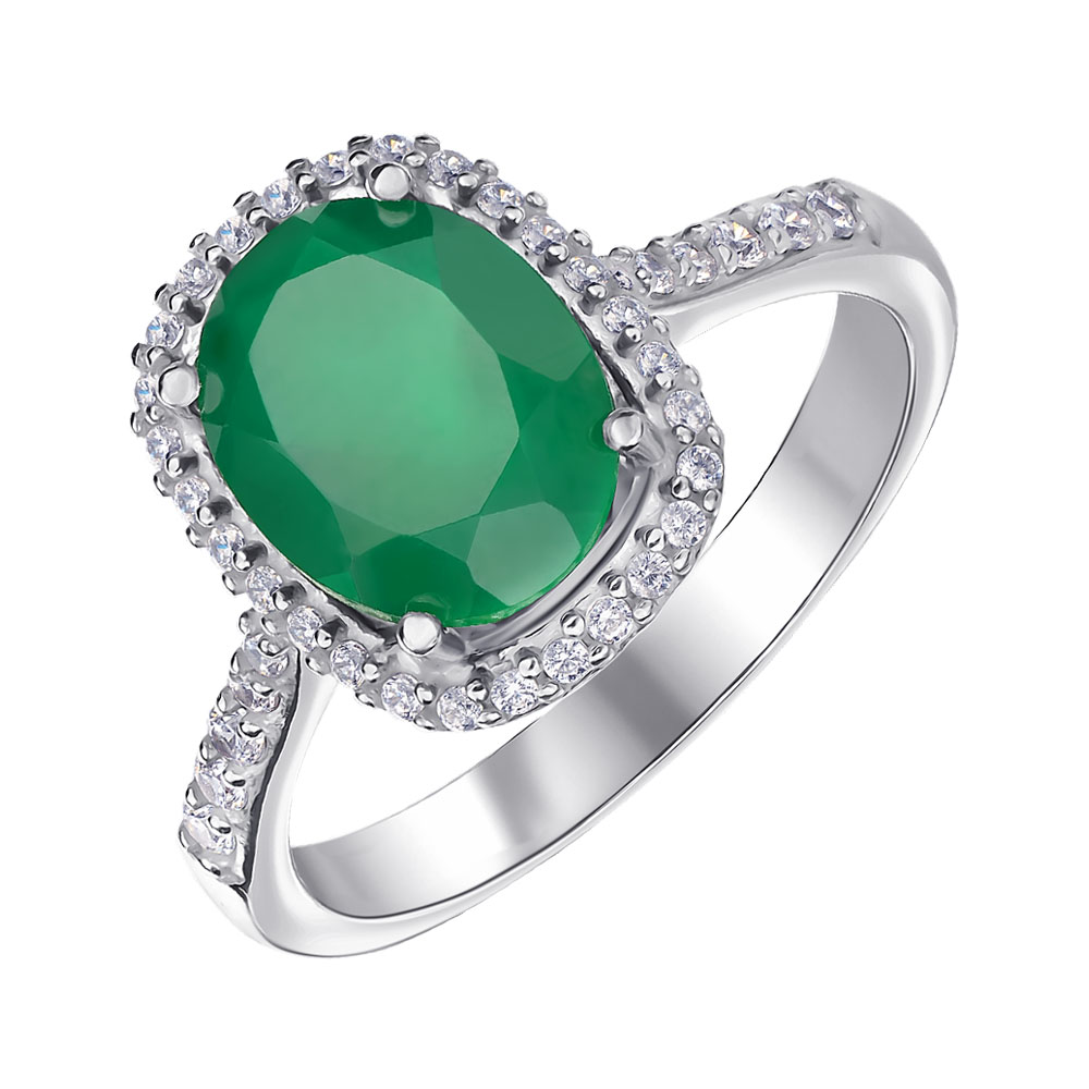 

Серебряное кольцо с агатом и фианитами 000145682 18 размера