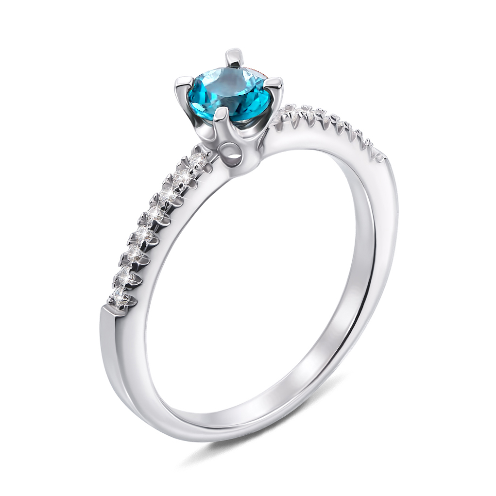 

Серебряное кольцо с топазом и фианитами 000136793 16 размера
