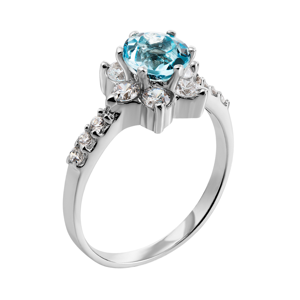 

Серебряное кольцо с топазом и фианитами 000134881 18 размера