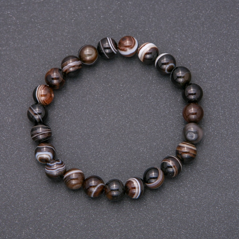 

Браслет из натурального камня Агат гладкий шарик, диаметр 8(+-)мм обхват 18см на резинке, ida39188