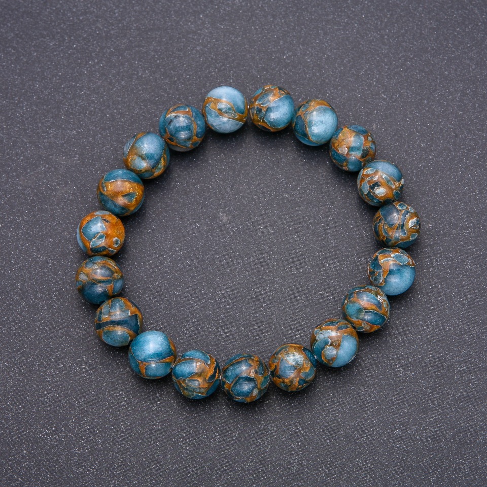 

Браслет из натурального камня Императорская Яшма гладкий шарик, диаметр 10(+-)мм обхват 18см на резинке, ida39128