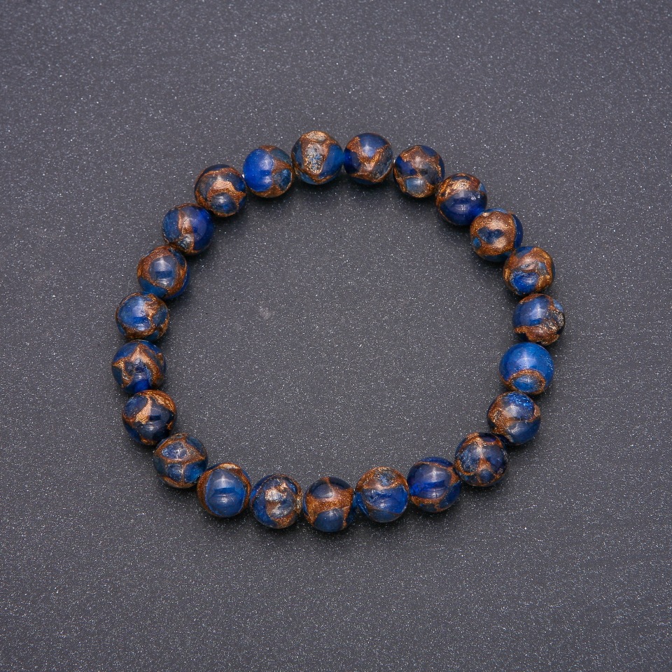 

Браслет из натурального камня Императорская Яшма гладкий шарик, диаметр 8(+-)мм обхват 18см на резинке, ida39131