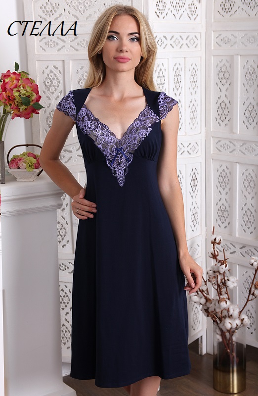 

Рубашка в Fleur Lingerie СТЕЛЛА  темно синий, Рубашка в Fleur Lingerie СТЕЛЛА 36 темно синий