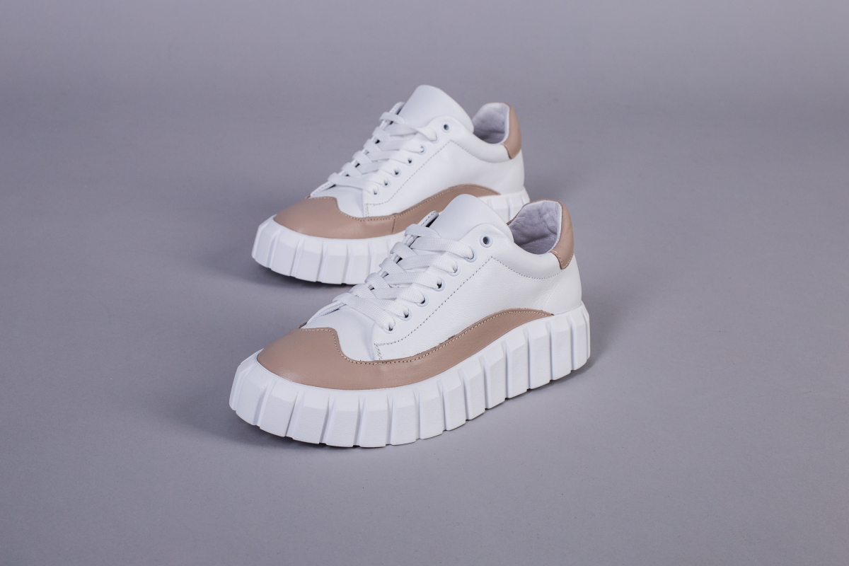 

Кеди жіночі шкіряні з бежевою вставкою LuxuryShoes 5720-1/37 Білий