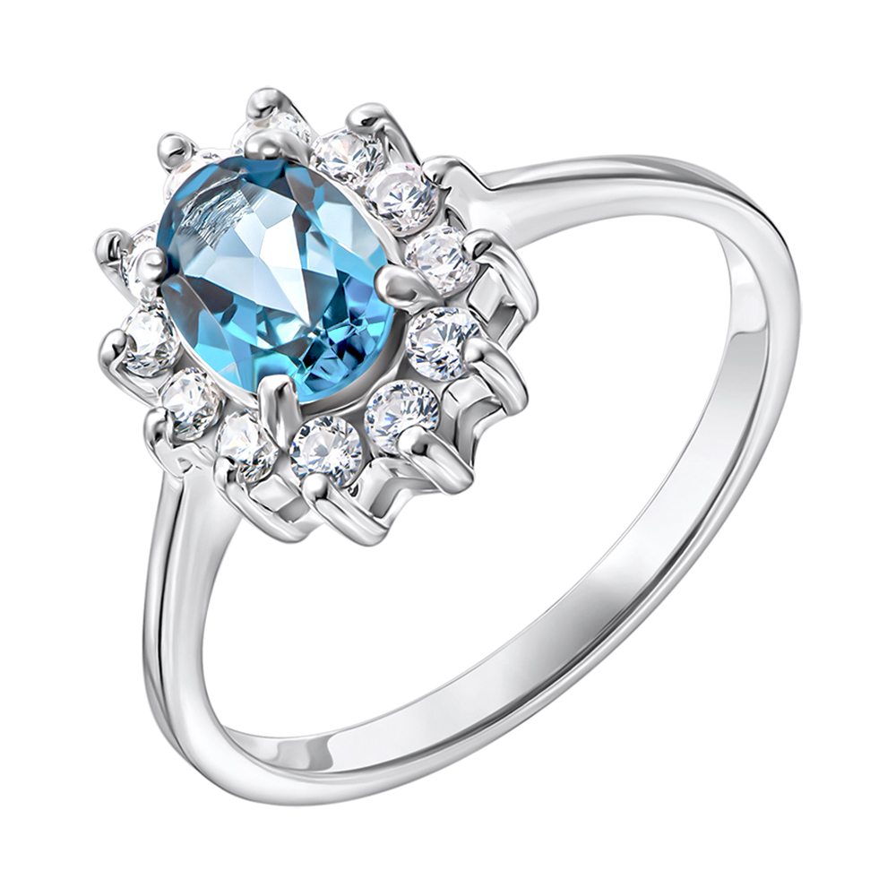 

Серебряное кольцо с топазом и фианитами 000137404 16 размера