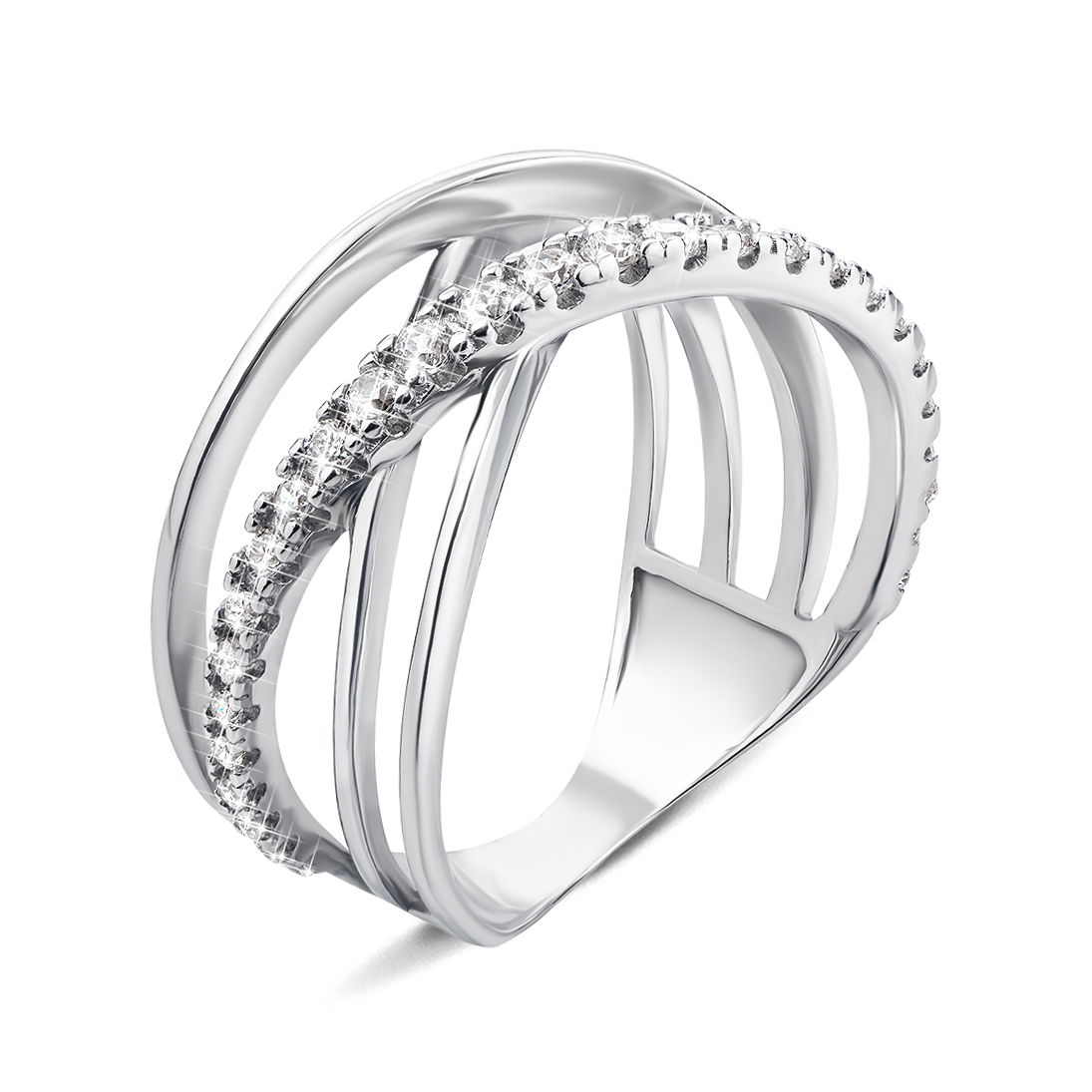 

Серебряное кольцо с фианитами 000134537 18 размера