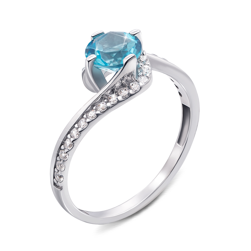 

Серебряное кольцо с топазом и фианитами 000136407 17 размера