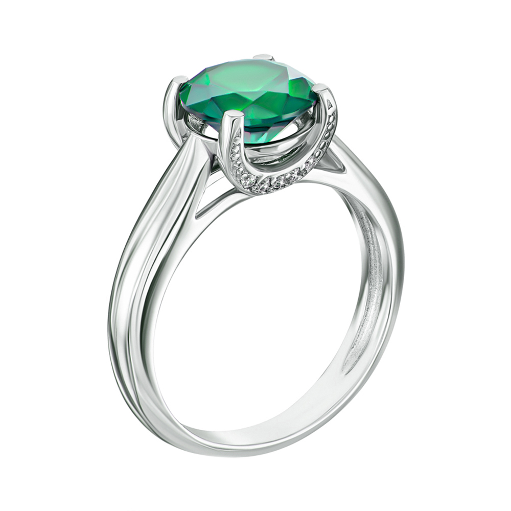 

Серебряное кольцо с агатом и цирконием 000064390 17.5 размера