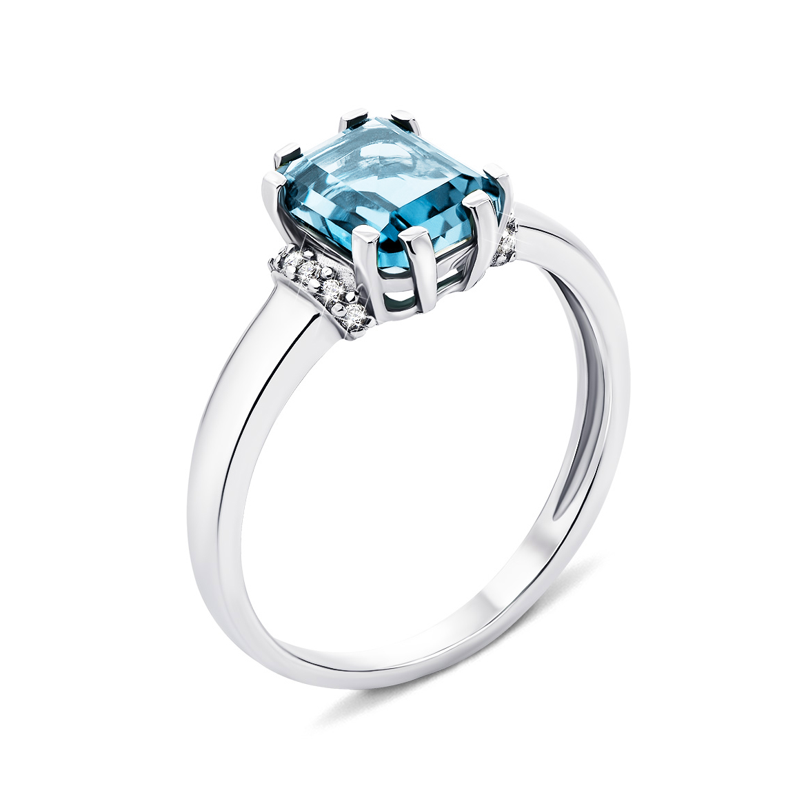 

Серебряное кольцо с голубым кварцем и фианитами 000133592 18 размера