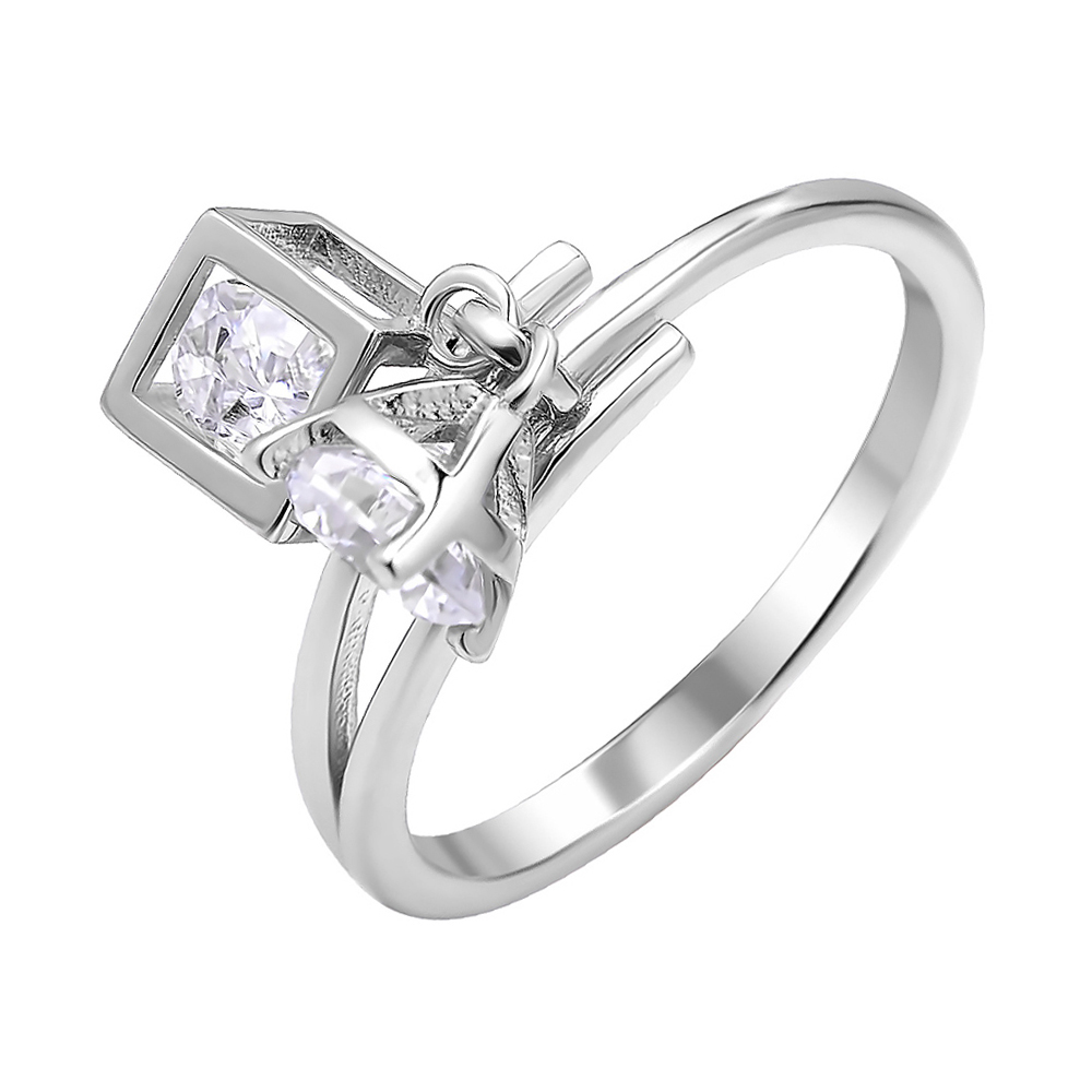 

Серебряное кольцо с кубиком и цирконием 000112724 17.5 размера