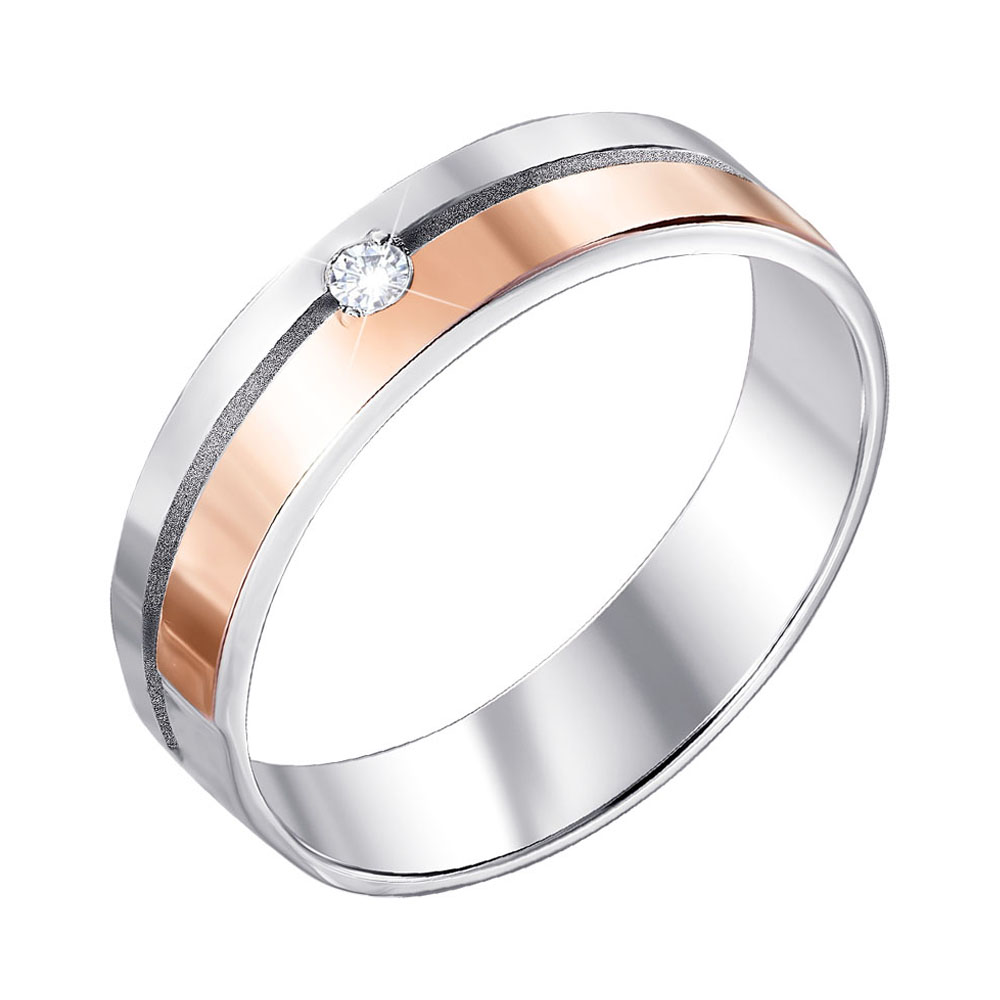 

Серебряное кольцо с золотой накладкой и фианитом 000140390 15.5 размера