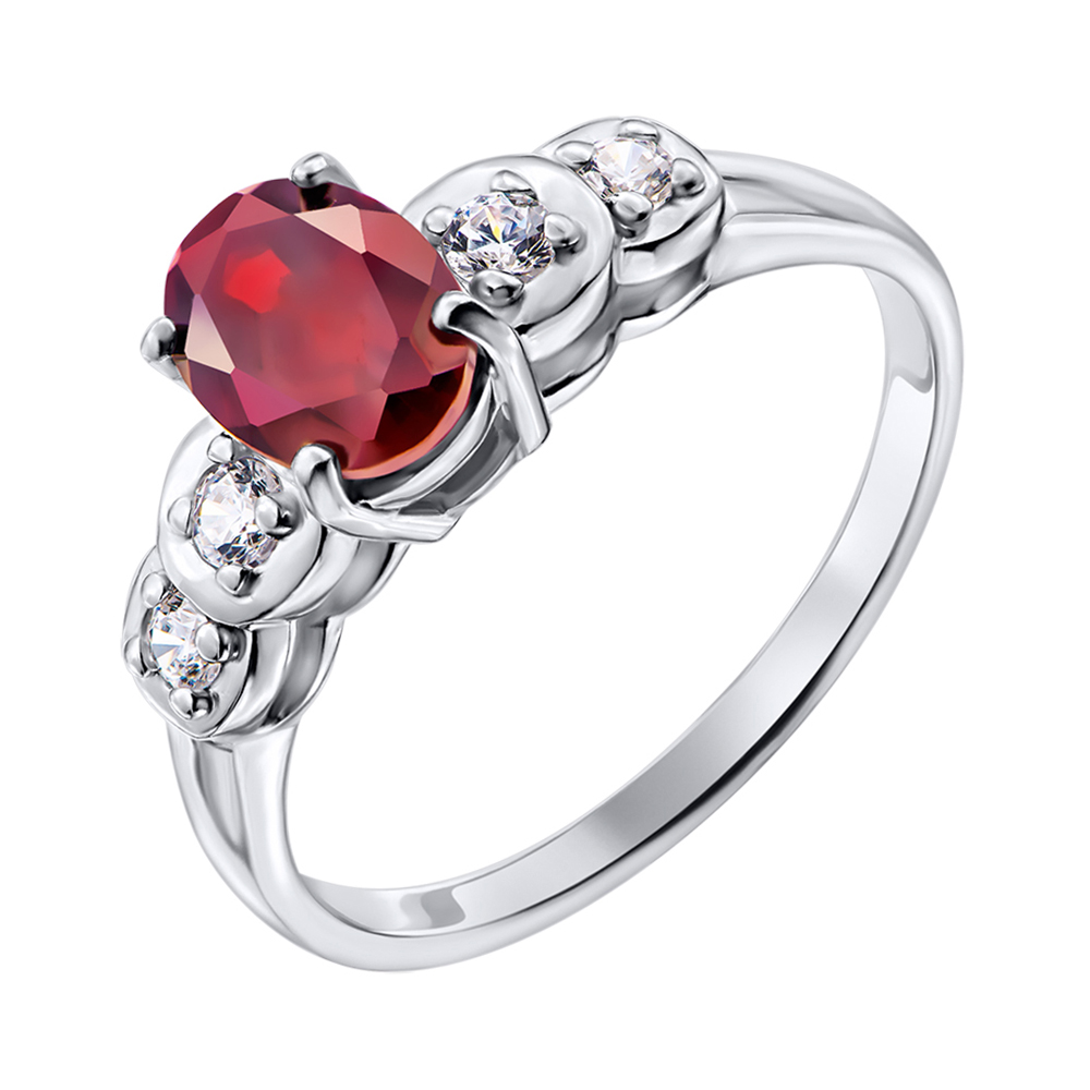

Серебряное кольцо с гранатом и фианитами 000140578 15.5 размера