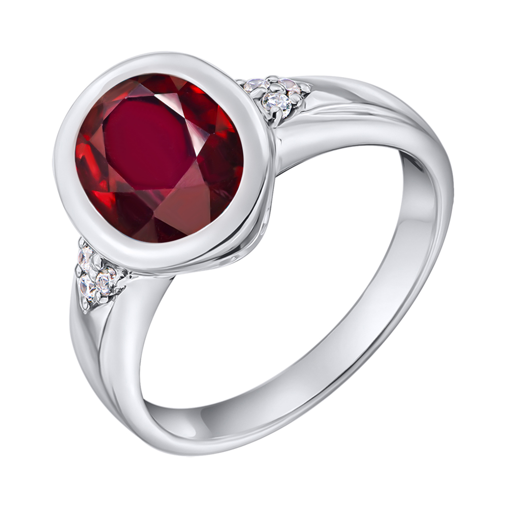 

Серебряное кольцо с гранатом и фианитами 000103124 17.5 размера