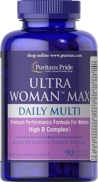 

Витамины для женщин Ultra Woman Max Daily Multi Puritan's Pride 90 каплет (PP217)