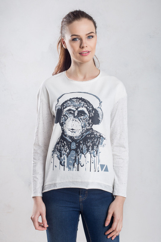 

Свитшот VASILYEV Monkey Woman  Белый, Свитшот VASILYEV Monkey Woman M Белый